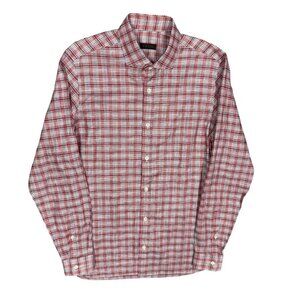 Ermenegildo Zegna Cotton Linen Dress Shirt Check Long Sleeve 15 1/2 Medium